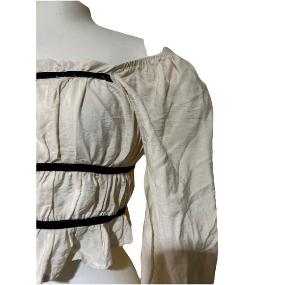 Thirty Thirty Milkmaid Puff Sleeve Smocked Crop Top Sz XS Coquette Peasant Boho - Picture 6 of 13